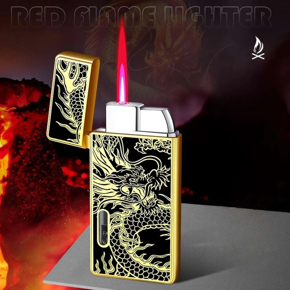 Ny Metal Windshield Direct Fire Red Flame Sparkling Gun Butane utan gas PORTABLE LIGHTER utomhus grillkök Cigargåva för män