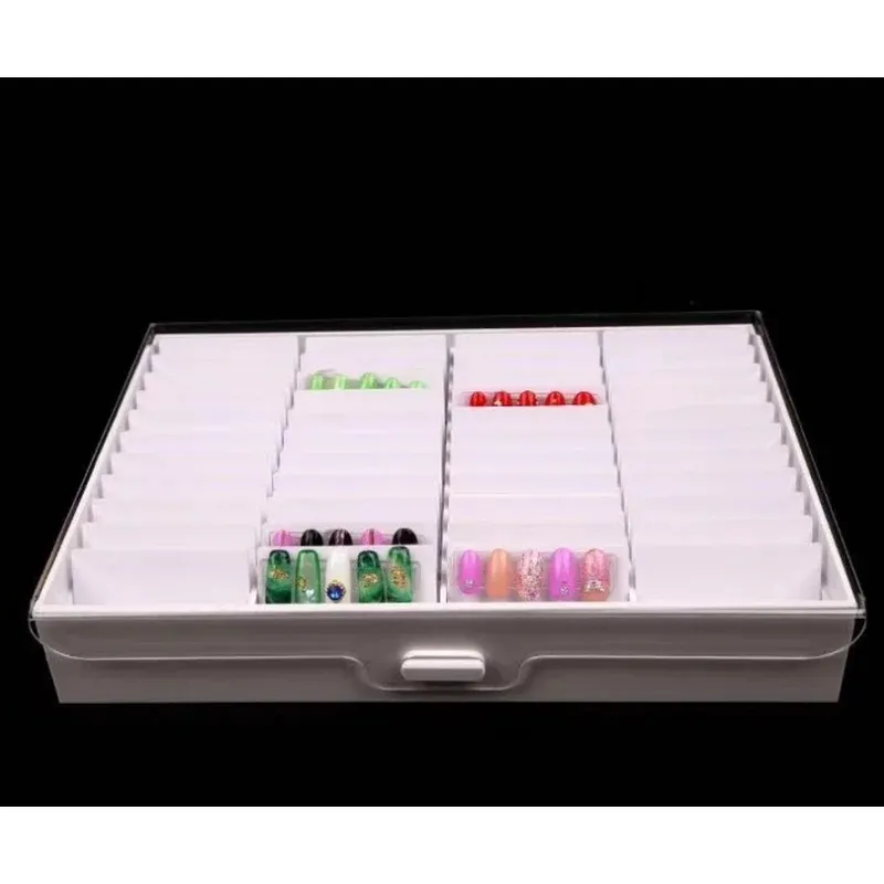 Ny 2024 44 rutnät Fake Nail Tips Color Display Holder For Nails Art Decor and Nail Polish Organization Storage Box är perfekt för Nail Fake