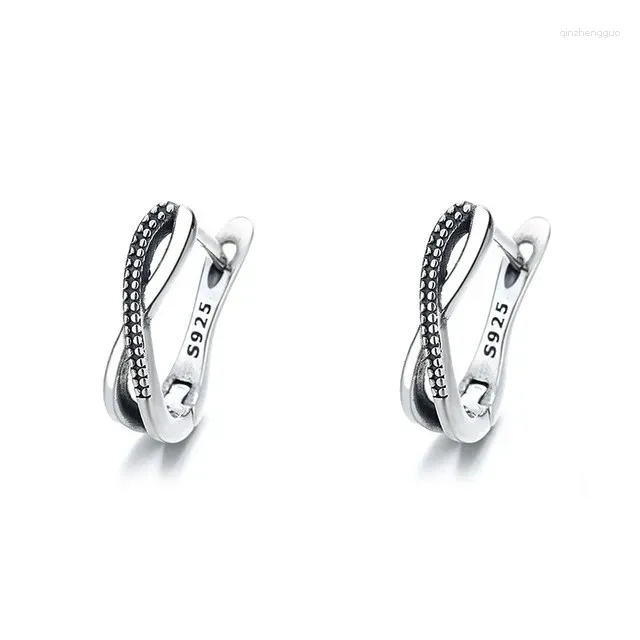 Studörhängen 045fr ZFSILVER S925 Silver Korean Fashion Trendy Design Enkel Elegant Retro Zigzag Twist Earring Charm smycken Party Girl Girl Girl