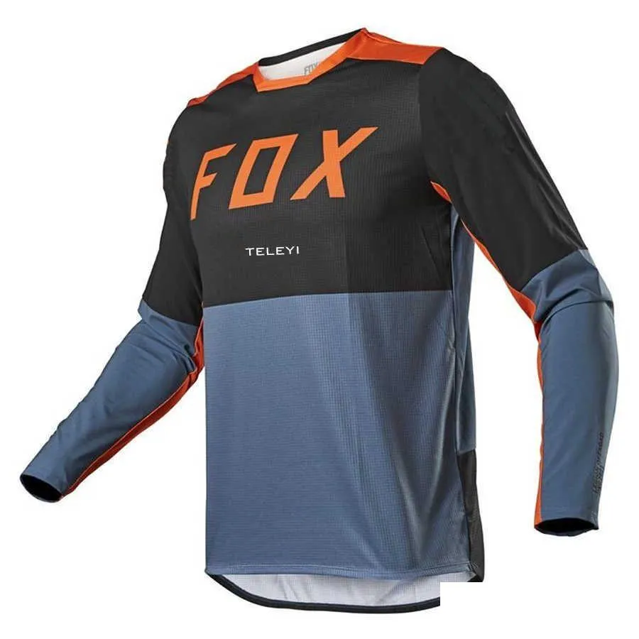 Mens T-shirts 2023 Fox Teleyi Men Downhill Jerseys Mtb Mountain Bike Shirts Offroad Motorcykeltröja Motocross Cycling Clothing Drop Dhgux