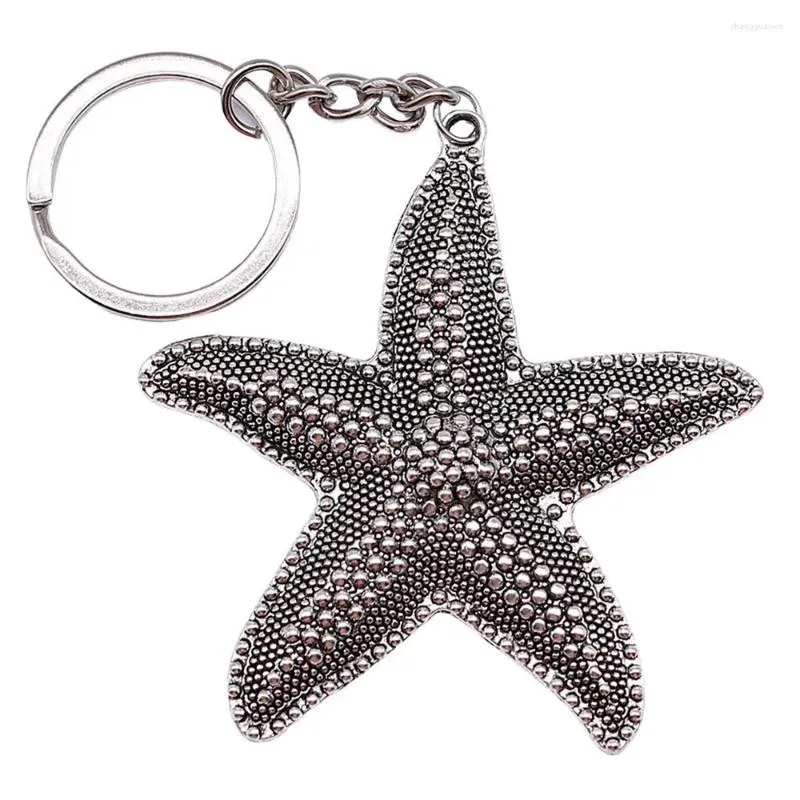 Keychains 1pcs Big Starfish Key Chain Accessories for Women Jewelry Materiais Artesanato Tamanho do anel 28mm