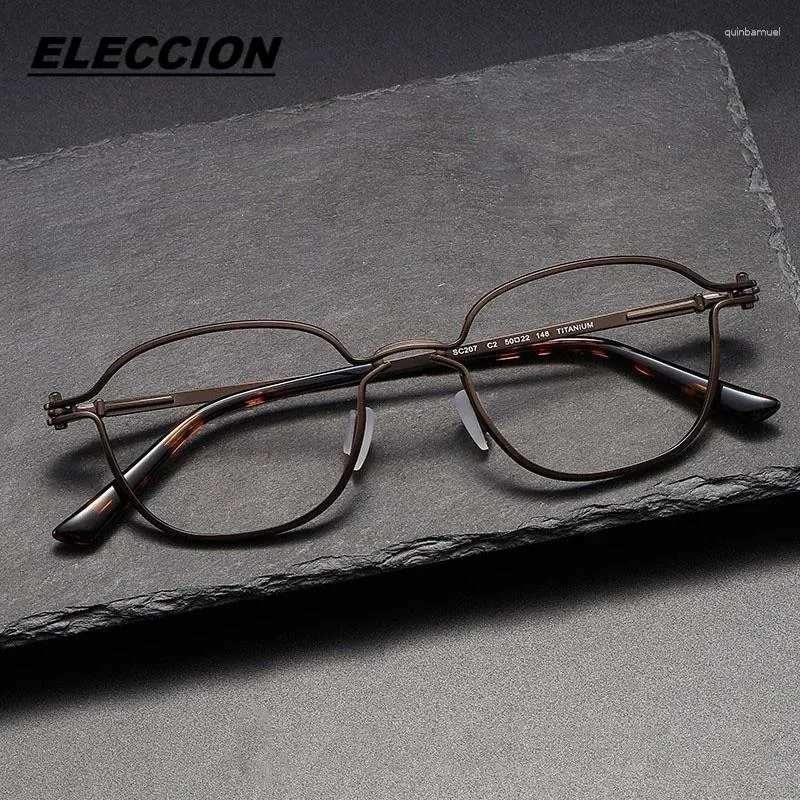 Lunettes de soleil Frames Eleccion Titane de haute qualité Titanium Optical Full Rim Glasses FaSt Myopia Spectacles Retro Bronze Eyewear