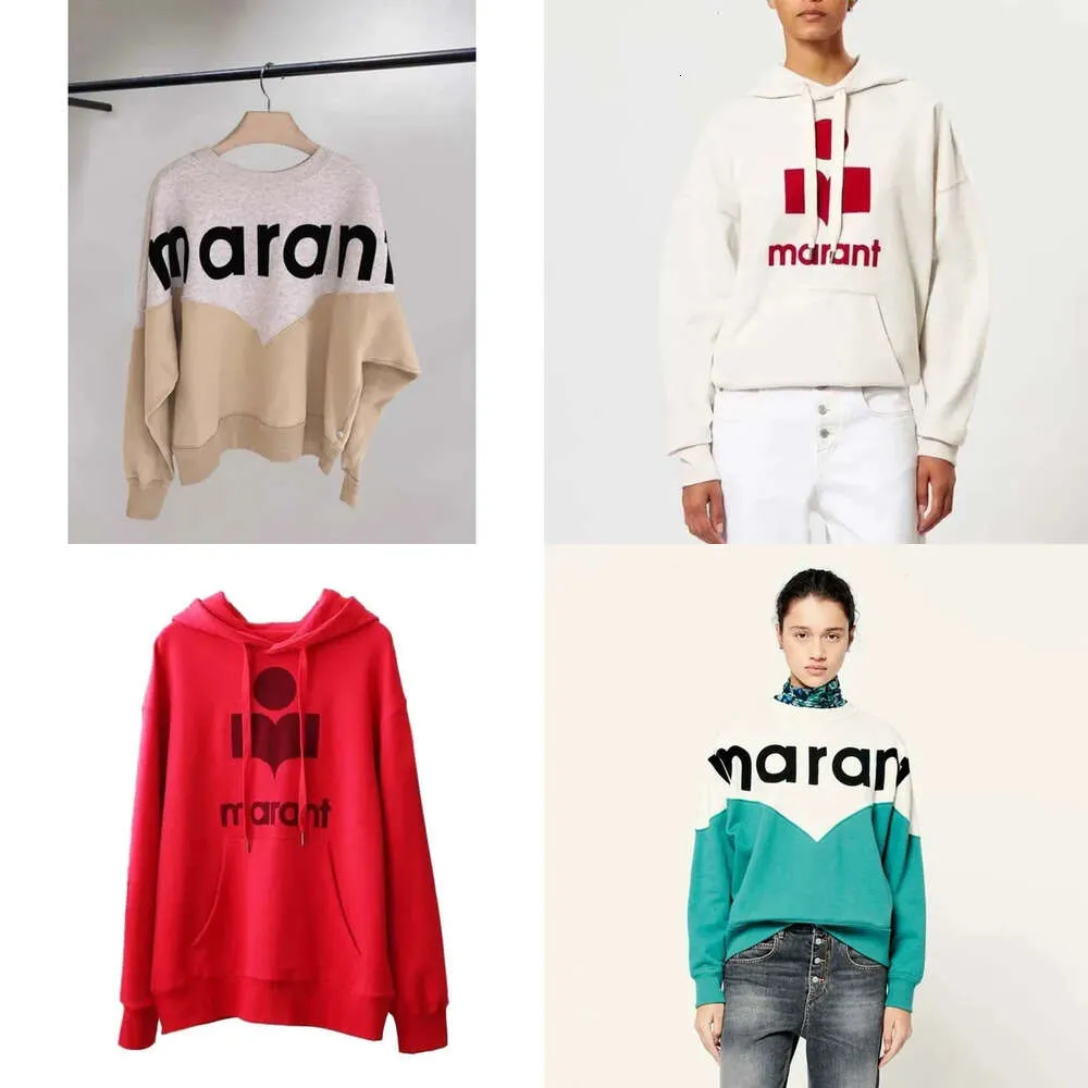 Marant Isabel 23SS Designer Cotton Sweatshirt Hoodie Fashion Classic Pullover Jumper رسالة ساخنة طباعة مع نساء غير رسمي متعدد الاستخدام
