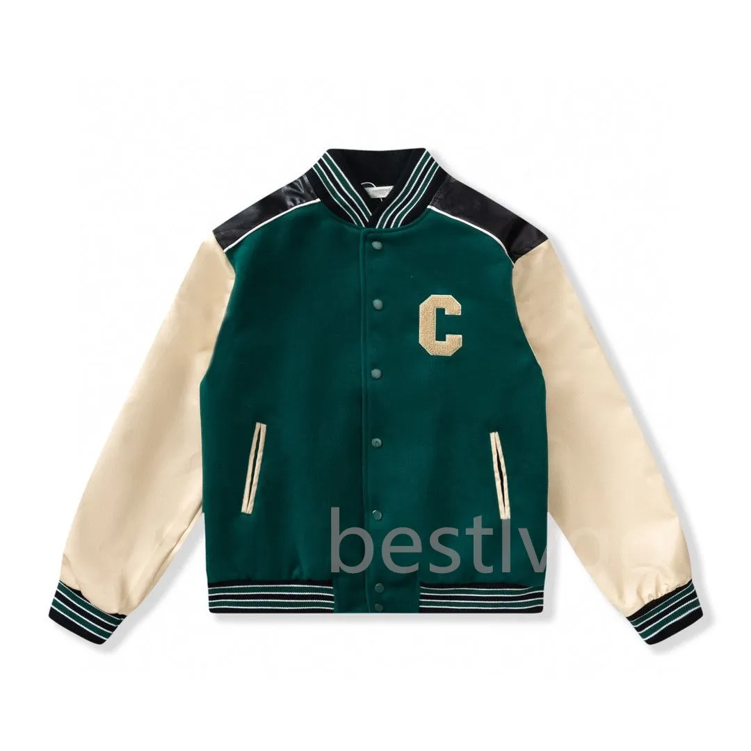 Мужская дизайнерская куртка Men Coats Flight Jacke Baseball Emiform Letter C Ememodery Pu Кожа удобная жемчужная застежка мода мужская верхняя одежда