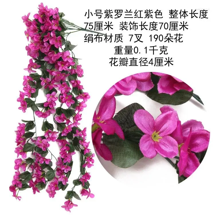 Dekorativa blommor violetta konstgjorda blommor dekoration simulering bröllop vägg hängande korg orkidé silke vinkall valentin dag