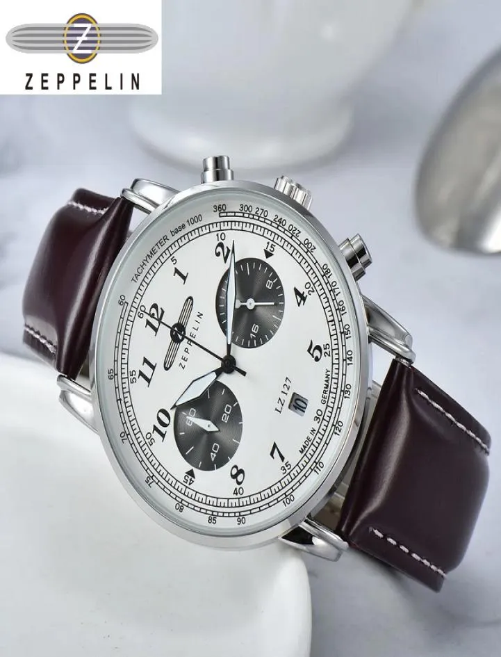 2023 Zeppelin Watch for Men Owl DIAL Business Casual Men039s Wristwatch imperméable en cuir de luxe en cuir Relogio masculino1609117