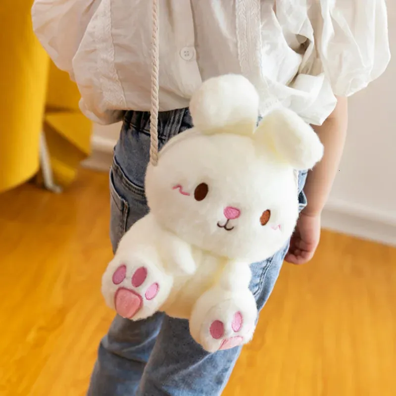 Cartoon Bunny Plush Bag Candy Multicolor Kawai Girl Messenger Creative Cute Shoulder for Kids Backpack 240407