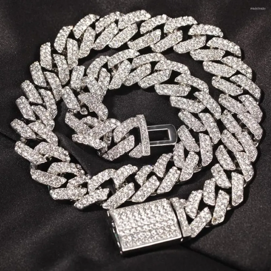 Chaines 18 mm Colliers cubains en alliage zinc ftwo Collier en pierre bling gold argent couleur hip hop bijoux punk fête pour femmes men268h