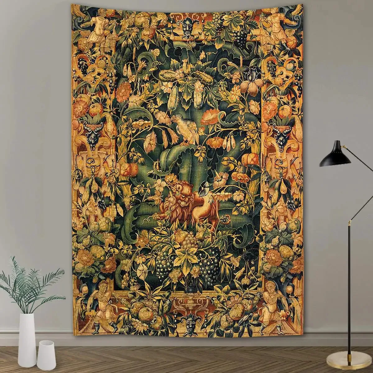 Vintage floral végétal animal tapisserie forestier paysage islamique totem mur suspendu décoration esthétique décoration intérieure 240403