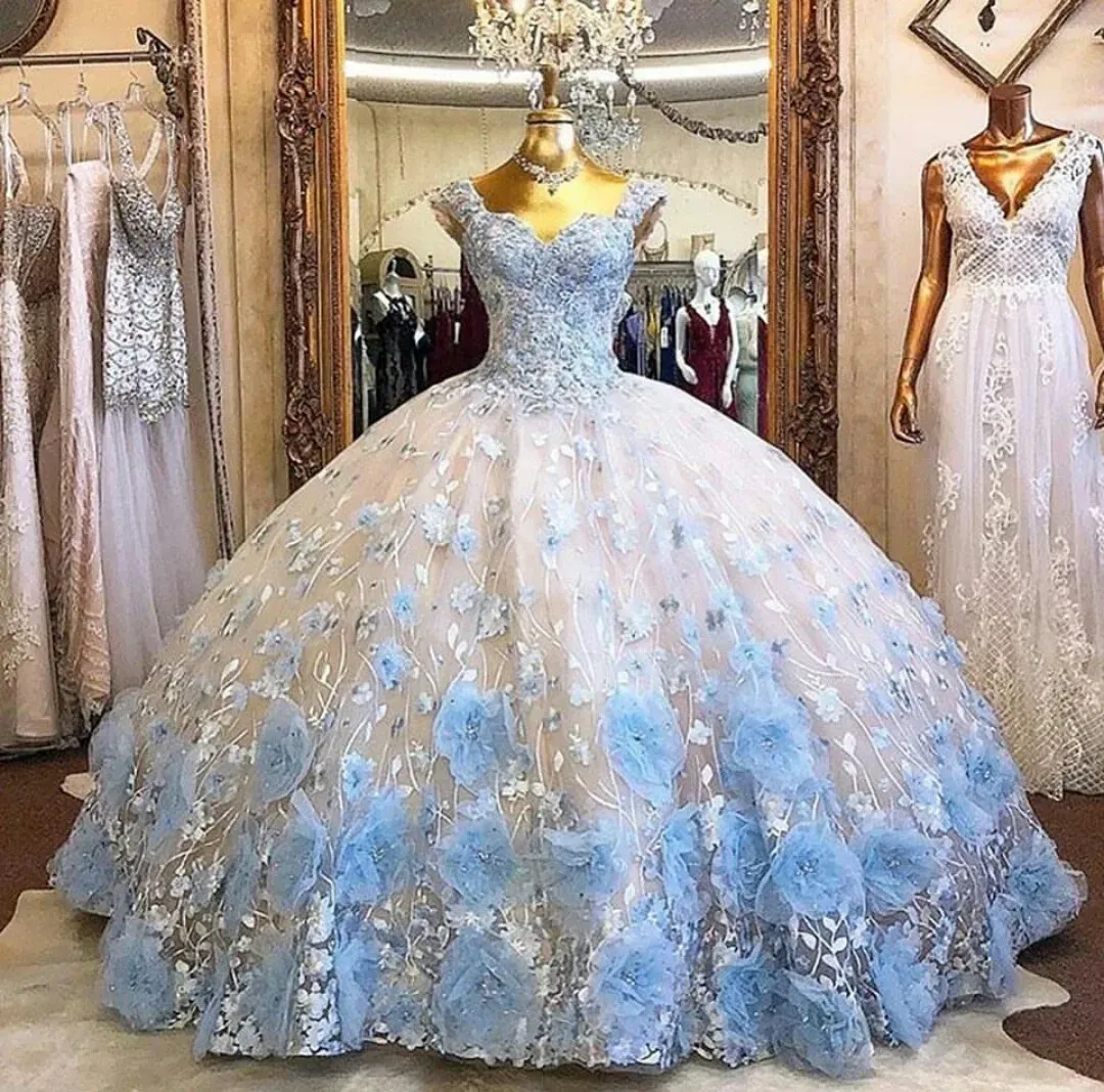 Sweet 16 Princess Quinceanera Dresses Sexy Off Shoulder 3D Lace Appliques Formal Pageant Ball Gown for Girls Custom Made