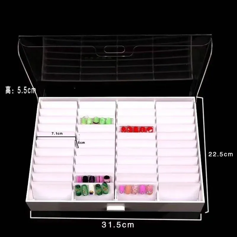 Ny 2024 44 rutnät Fake Nail Tips Color Display Holder For Nails Art Decor and Nail Polish Organization Storage Box är perfekt för Nail Fake