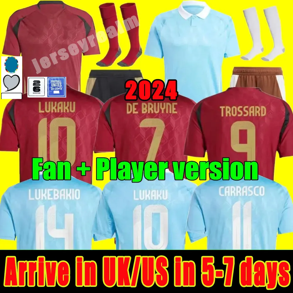 24 25 Soccer Jerseys Belgium de Bruyne Lukaku Trossard 2024 Euro Cup National Team voetbalshirt 2024 2025 Men Kids Kit Home weg Tielemans Bakayoko Carrasco