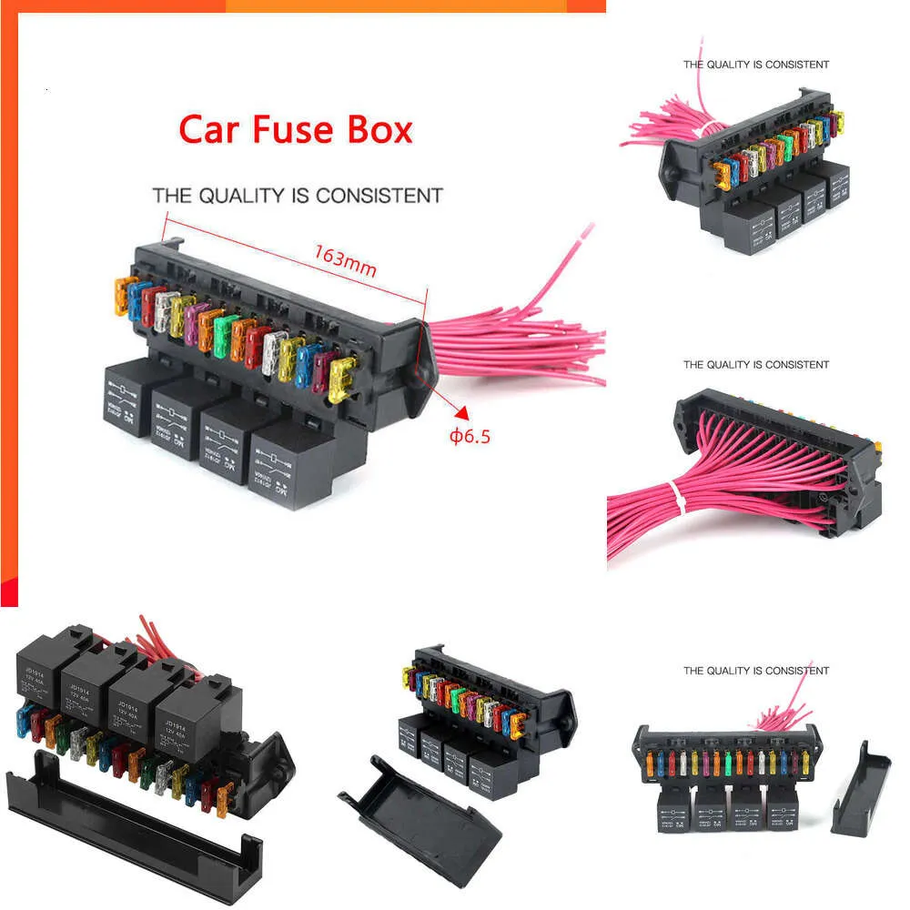 2024 12V Waterproof 15Way Atc/Ato Fuse Holder Universal Relay Box Kit With Relay Fuses And Wired For Auto Car Truck Boat