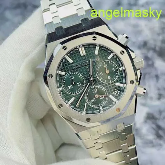 Unisex AP pols horloge Royal Oak Series 26240st 50th Anniversary Steel Green Plate Date Timing Functie Automatisch mechanisch horloge