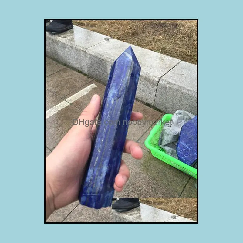 Loose Gemstones About 400G Beautif Natural Lapis Lazi Quartz Crystal Double Point Healing Lingsite Large Single Pointed Six Prism Drop Otde3