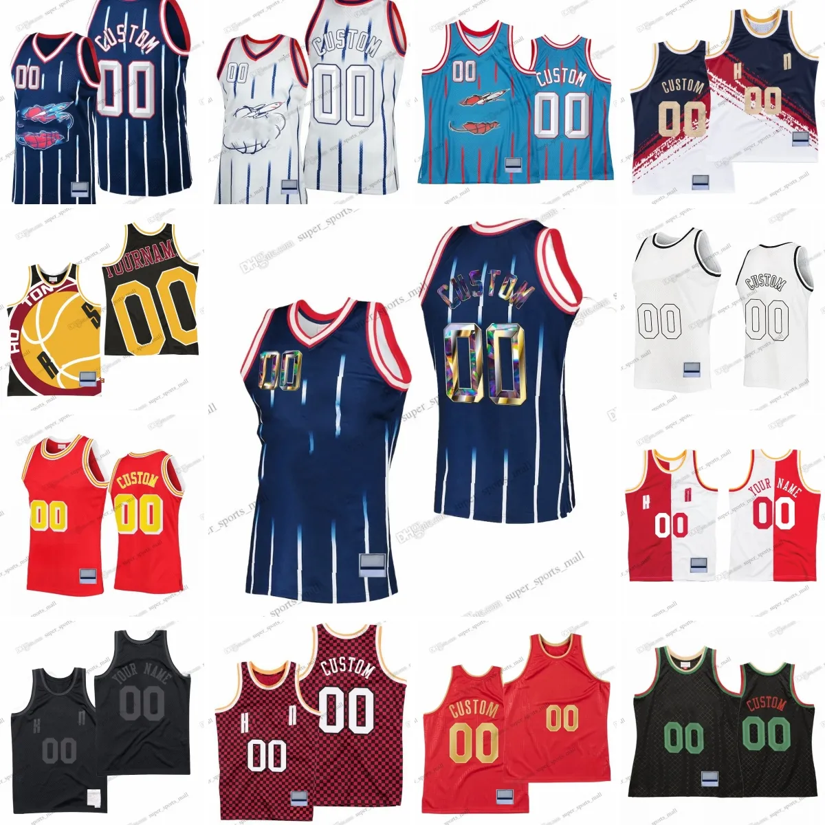 Hakeem Olajuwon Custom Retro Basketball Jerseys Jalen Sengun Green Alperen Garuba Christopher Porter Tate Nix Martin Smith Eason Stitched Jersey