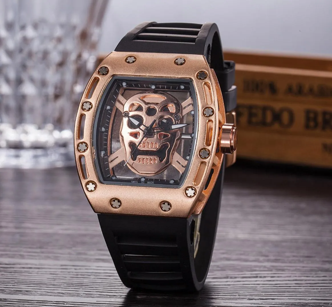Casual Fashion Hollow Ghost Head Skeleton Watches men Top Brand Army Skull sport quartz watch3389131