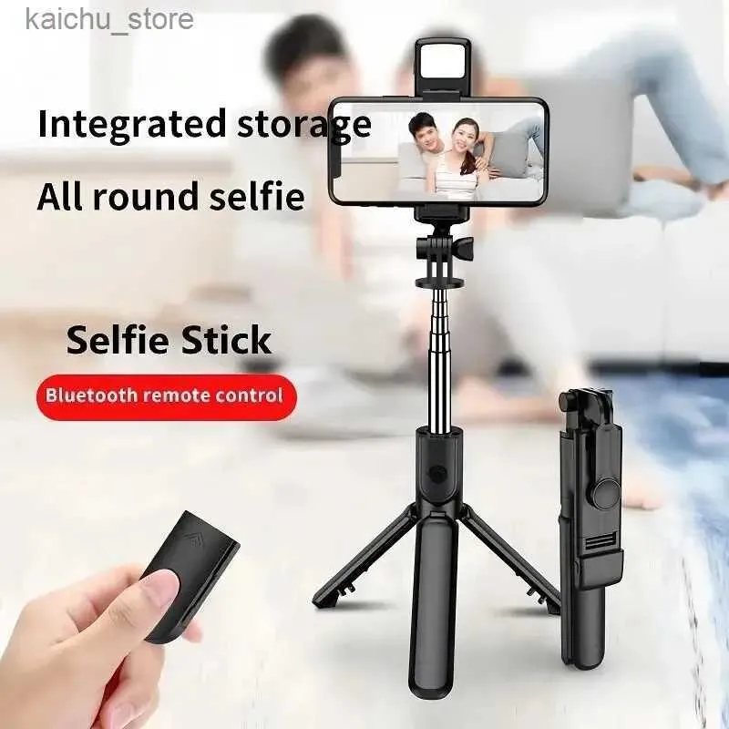 セルフィーモノポッドFangtuosi Selfie Stick Tripod 68cm Wireless Remote Fill Light拡張可能なポータブル電話スタンドライブストリーミングビデオ録音Y240418