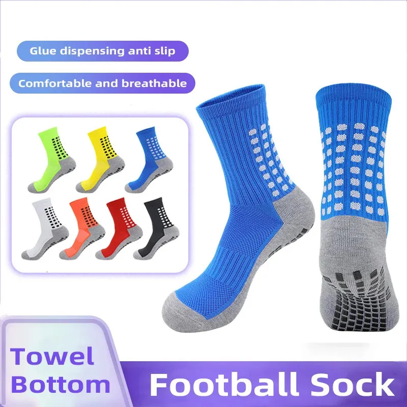 Venue de bonne qualité des chaussettes de football non glissantes en silicone Saisisse Grip Anti Slip Soccer Sports Men de baseball chaussette de rugby de baseball 240418