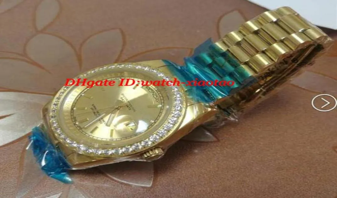 Luxe polshorloge 18k geelgouden heren Grote diamant vaste diamantwork 41 mm automatische heren Watch Men039S horloges van topkwaliteit6437968