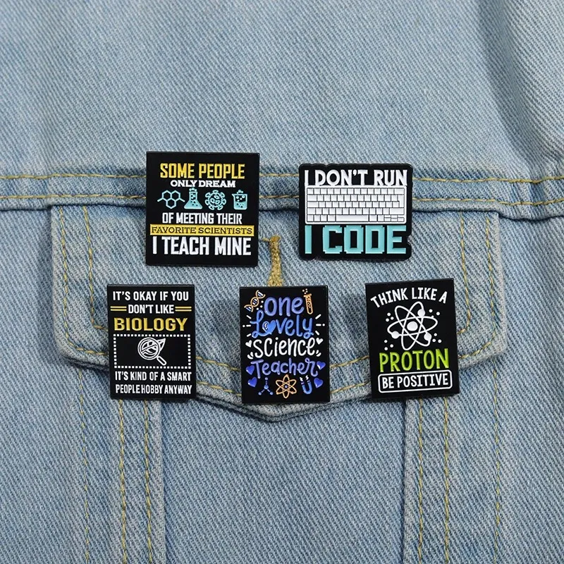 MATH CHIMICA BIOLOGIA SIMANTI SCIENZA SPINI PINS Square punk Punk Punda personalizzata badge Backge Vestiti Giochi gioielli per amico