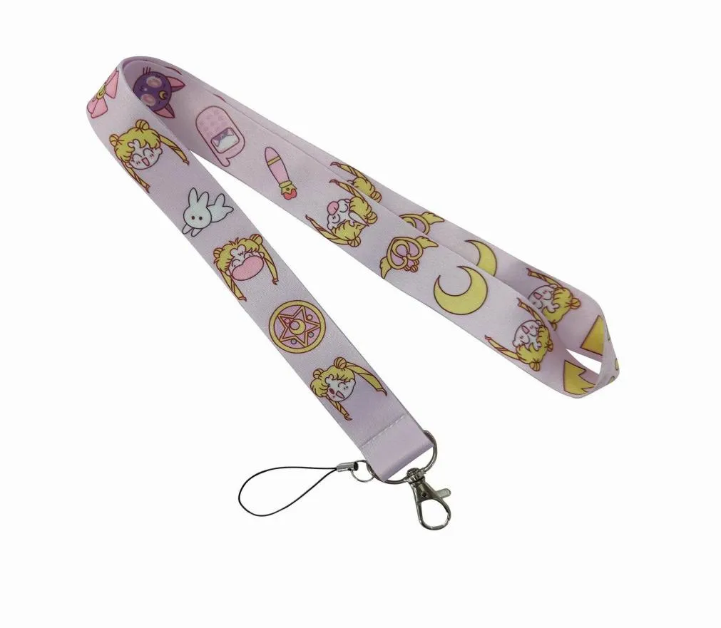 Sailor Movie Moon Lanyard för telefonband Keychain ID -kort Passera mobiltelefon USB -märke Hängande rep Lariat Lanyards Gift7503225