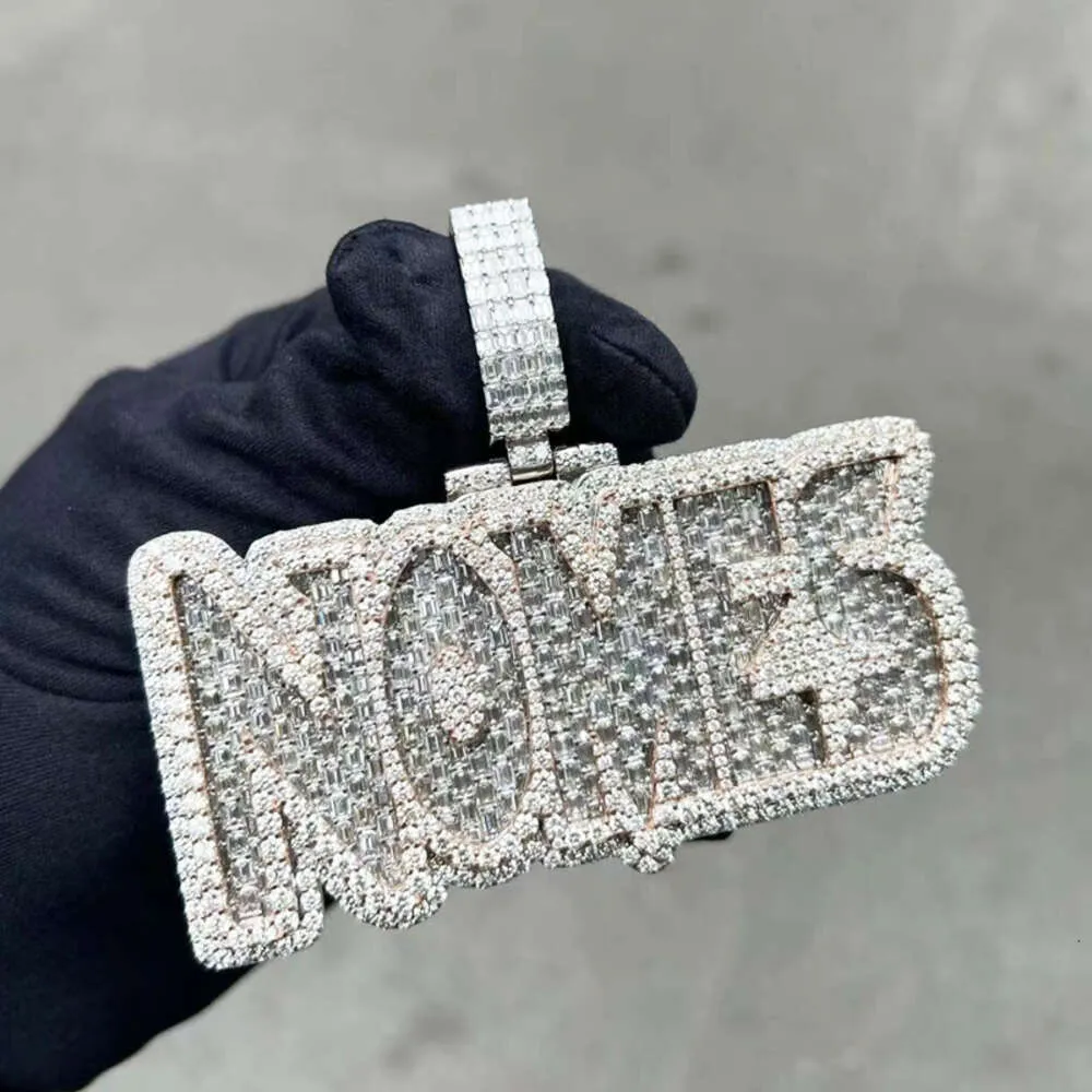 Jóias de hip hop personalizadas sólidas esterling sier masculino cut ce gle gle out vvs moissanite letter pingente