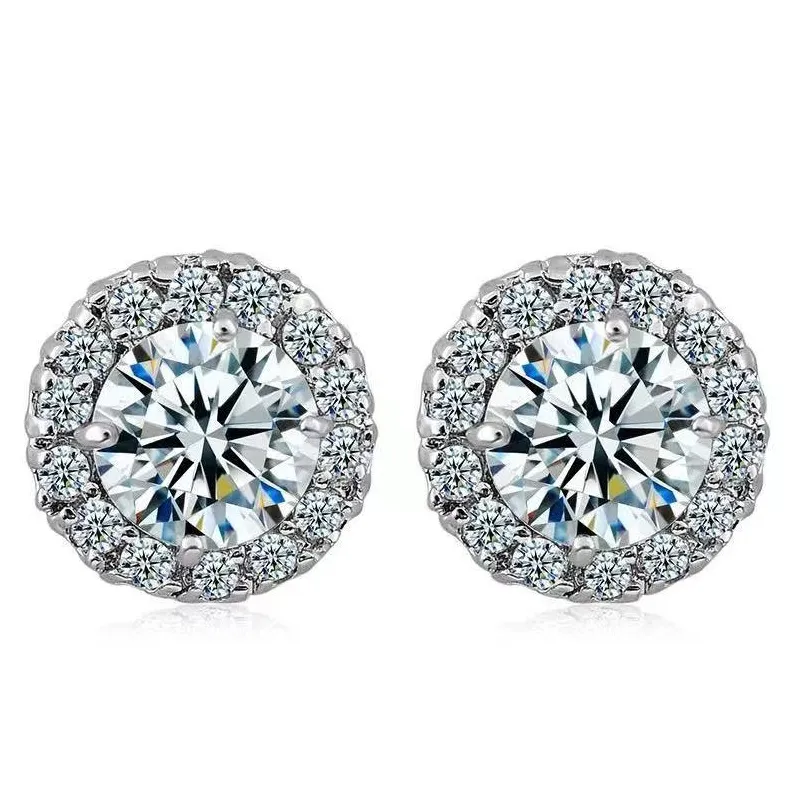 Orecchini a perno rotondi classici in argento sterling 925 con zirconi cubici rossi rubino, 5 mm - Italia