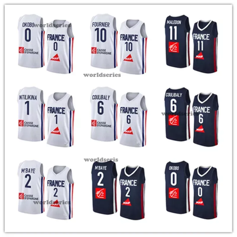 2023 Jerseys de basket-ball de France 5 Nicolas Batum 10 Evan Fournier Rudy Gobert Frank Ntilikina 32 Victor Wembanyama Nando de Colo Francisco Lessort Joel 21 Embiid Fall