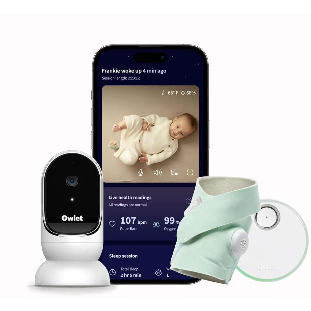 Owlet Dream Duo Smart Baby Monitor with FDA-Cleared Dream Sock and Owlet Cam - Mint: Monitor Pulse Rate and Oxygen Levels in HD Video