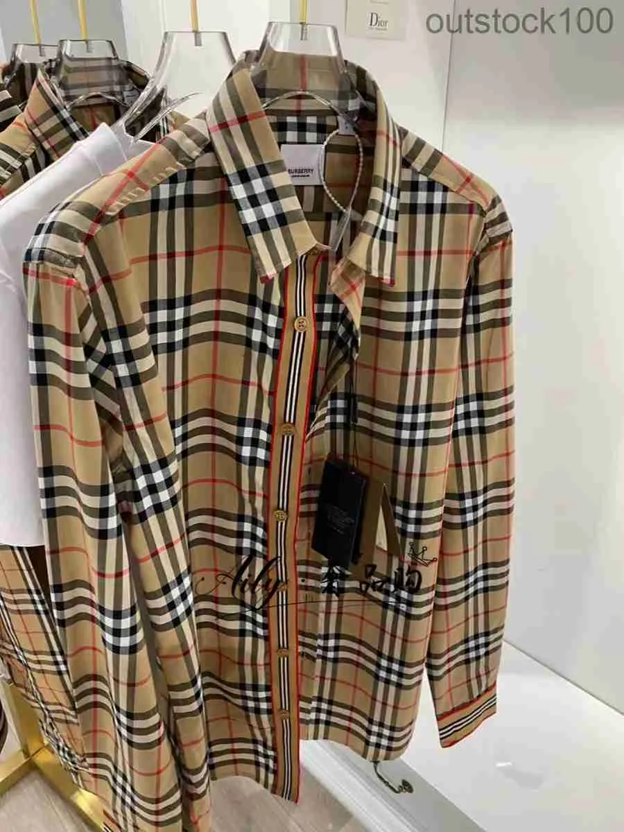 Fashion Luxury Buurberlyes Clothes for Women Men French New Classic Plaid Shirt Mens Casual Long Sleeved Shirt Womens Coat with Brand Original Logo