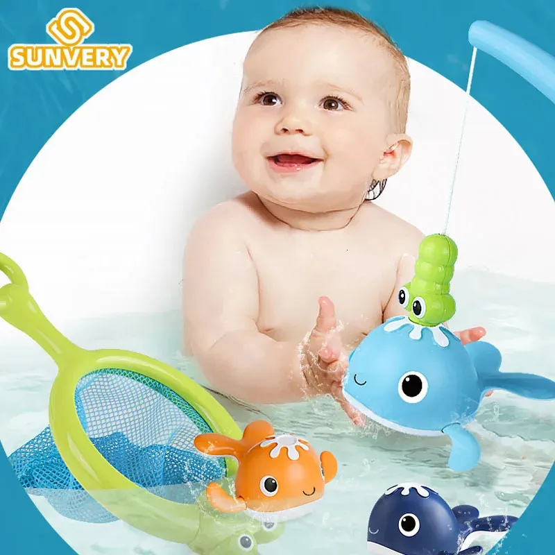 お風呂のおもちゃ玩具磁気釣りゲームウィンドアップ水泳クジラ地上幼児用ベイビーキッズのための浴槽浴槽おもちゃ2年3 4 5 6 240403
