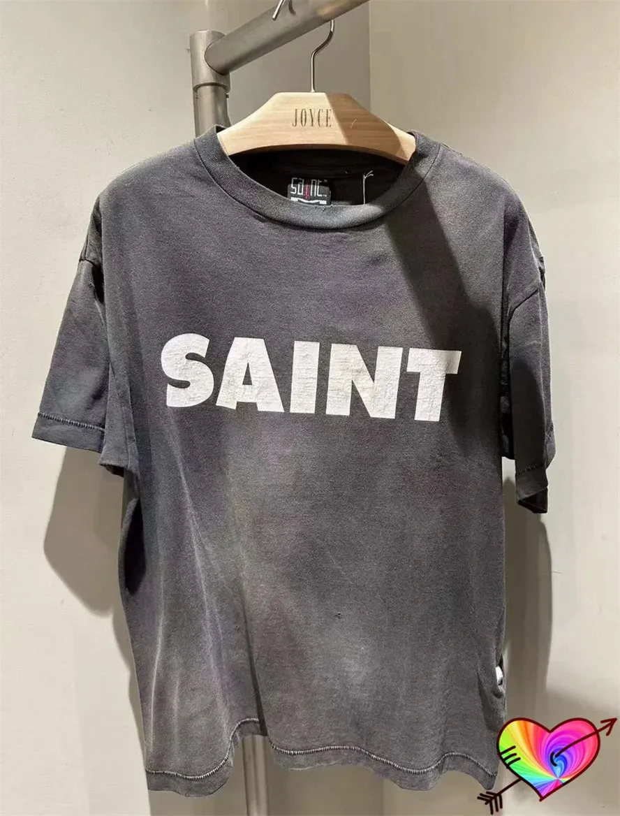 2024SS White Saint Tee Men Femmes Vintage Gray Saint Michael T-shirt Tops surdimension