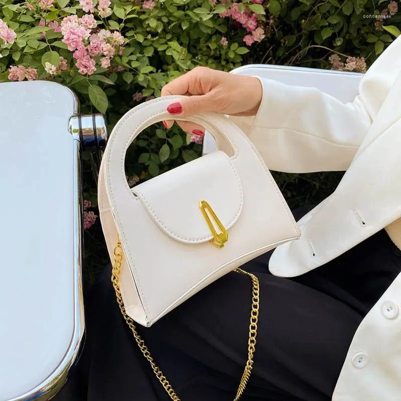 Shoulder Bags Small PU Leather Crossbody Bag With Short Handle For Women 2024 Trends Shopper Chain Top Purses And Handbags