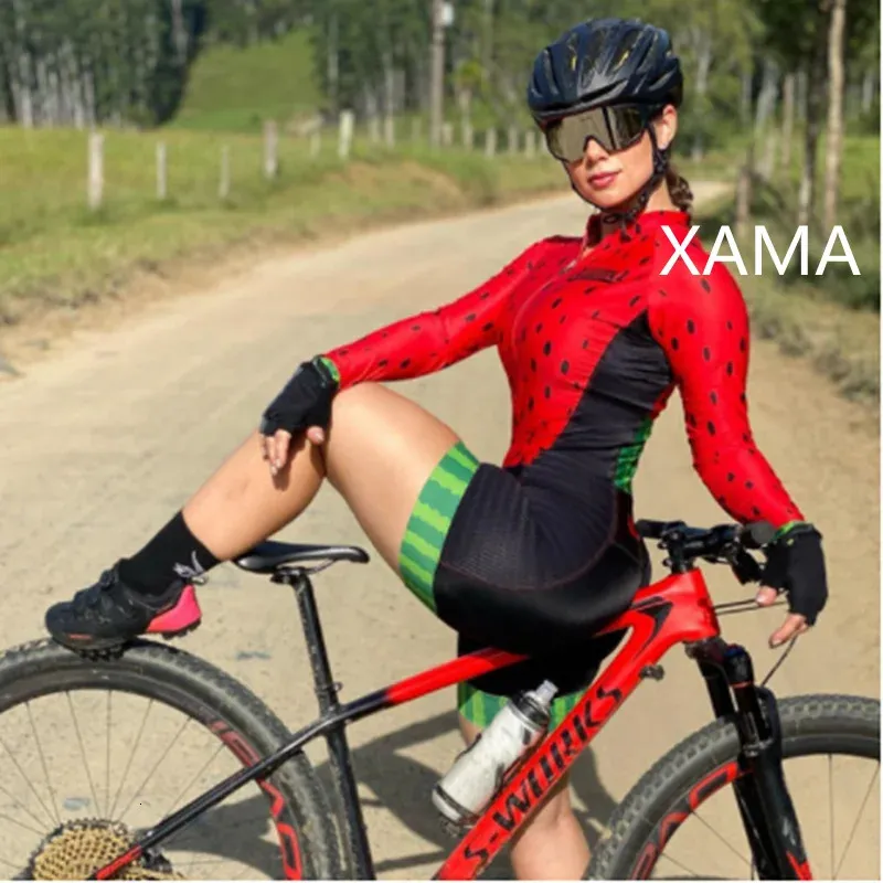 XAMA Cycling Ladies-Cycling-Monkey-Long Sleeve-Summer-Set-Cycling bicicleta infantil Set Suit-Workwear 240410