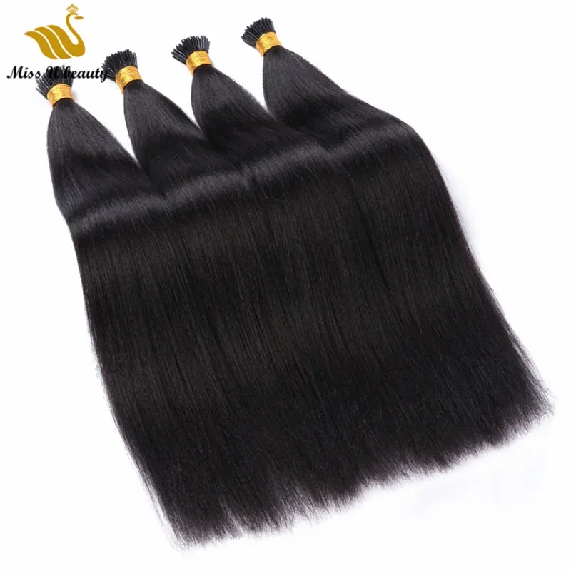 Extensions Natural Black Color Silky Straight Prebonded I tip Hair Extensions 1230inch 300g