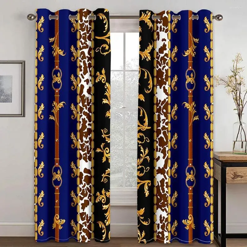 Drapes Curtain Barock Boho Luxury Granny Designer Gold Brand 2 Pieces Thin Curtain For Living Room Bedroom Window Drape Decor