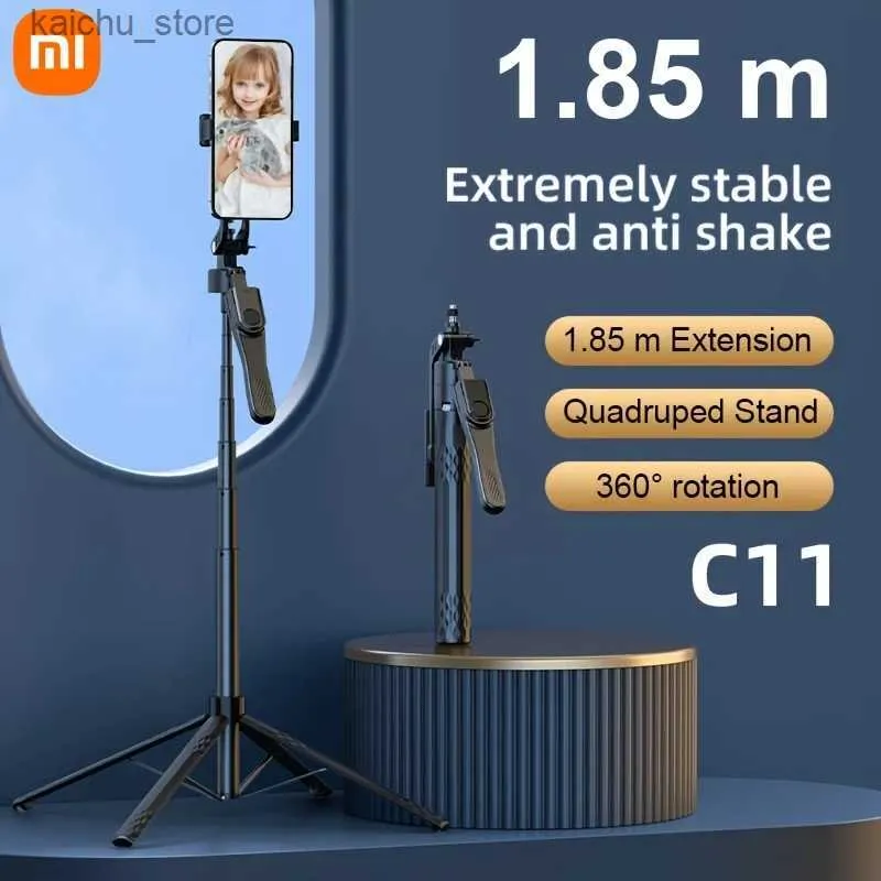 Selfie Monopods 1,85 m selfie Stick Quadrud Aluminium Alloy Telescopic Mobile Telefonhållare med alla iPhone- och Android -enheter Y240418
