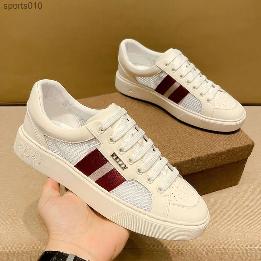 Marca di fascia alta Ballys Nuove scarpe bianche per uomini in estate traspirabili e super hot design svuotanti scarpe da bordo in pelle a basso taglio