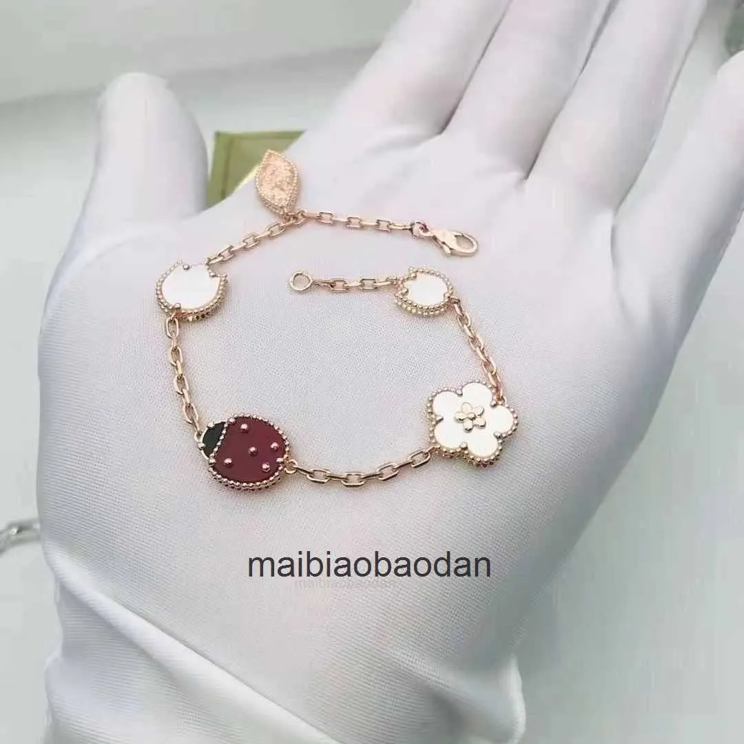 Designer 1to1 Bangle Luxury Bijoux Fanjia V Bracelet de ladybug de la coccinelle en or rose à 18 km en or épais pour les femmes avec deux côtés.