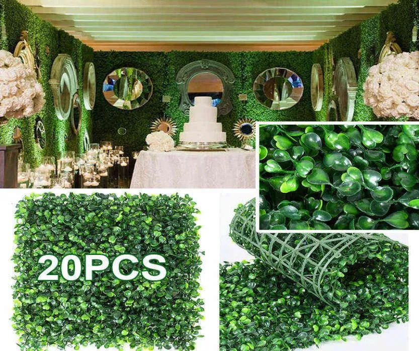 Fausse verdure florale 61020pcs plantes artificielles fond de mur d'herbe Fleurs de mariage panneaux de haies pour la maison en plein air intérieure G4643031