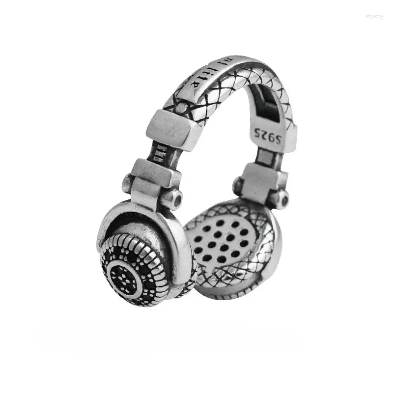 Anéis de casamento fones de ouvido DSEIGN S925 Tailândia Silver Ring Hip Hop Walkman Open ajustável