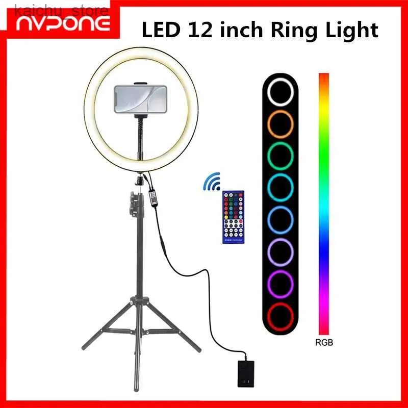 Continue verlichting LED 12 inch ringlicht 30 cm RGB selfie ringlicht geen behoefte aan verticale statief live uitzendkit met externe besturingselement Y240418 Y240M621