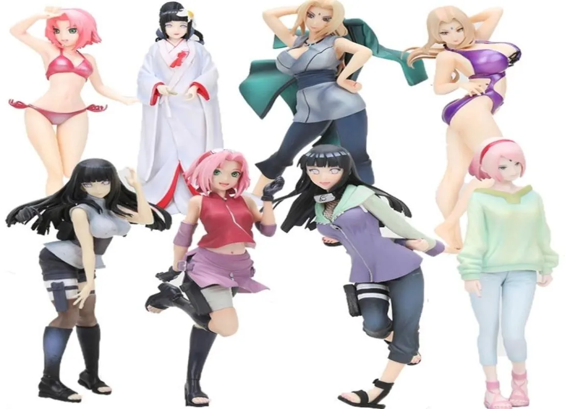 Anime Gals Shippuden Tsunade Hyuuga Hinata Sakura Haruno Swimsuit Ver PVC Figur Model Toys MX2003196169964