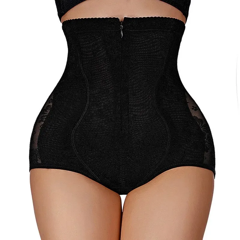 Zip Front Lace Tummy Control Body Shapewear Butt Lifter Slip Shorts Postpartum Abdomen Panties Ladies High Waist Stomach