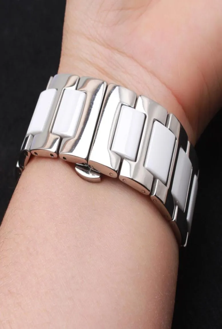 14mm 16 mm 18 mm 20 mm 22 mm Edelstahl Uhrenbandband Armband Wrap Ceramic Weiß poliertes Zubehör Armbandwatch Ban8583406