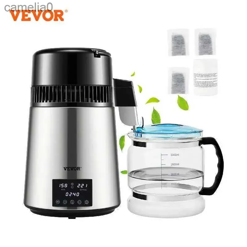 Purifiers Water Purifiers VEVOR 1.5L/H Distilling Speed 4L Water Distiller Treatmen Purifier Filter Touch Screen Time Setting 304 Stainless