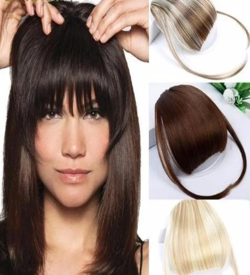 2019 Black Brown Blonde Fake Fringe Clip In Bangs Hair Extensions With High Temperature Synthetic Fiber8727261