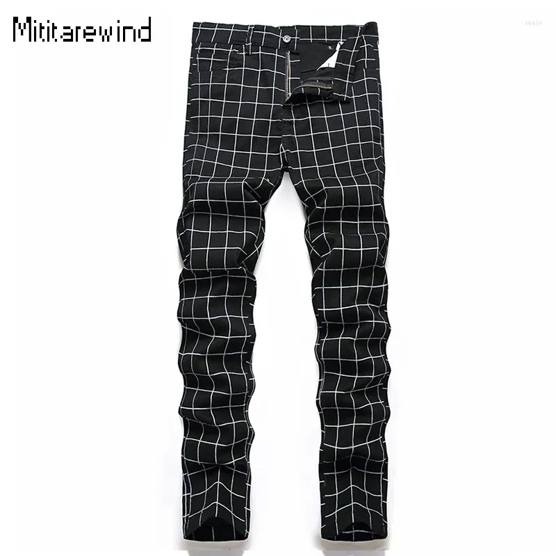 Men's Pants British Style Classic Plaid Men Daily Casual Mid-Stretch Cotton Straight Large Size 42 Fashion Trousers