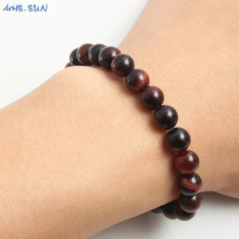 Strand Sunsll 8mm Red Tiger Eye Round Beads Bracets Trendy Stretny for Women Men Tibetan Buddha Yoga Healing Jewelry Handmade